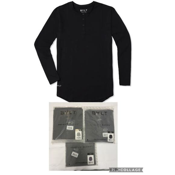 BYLT Bundle of 3 Henley Drop-Cut Long Sleeve LUX Shirts Men's Large NWT - Picture 1 of 7